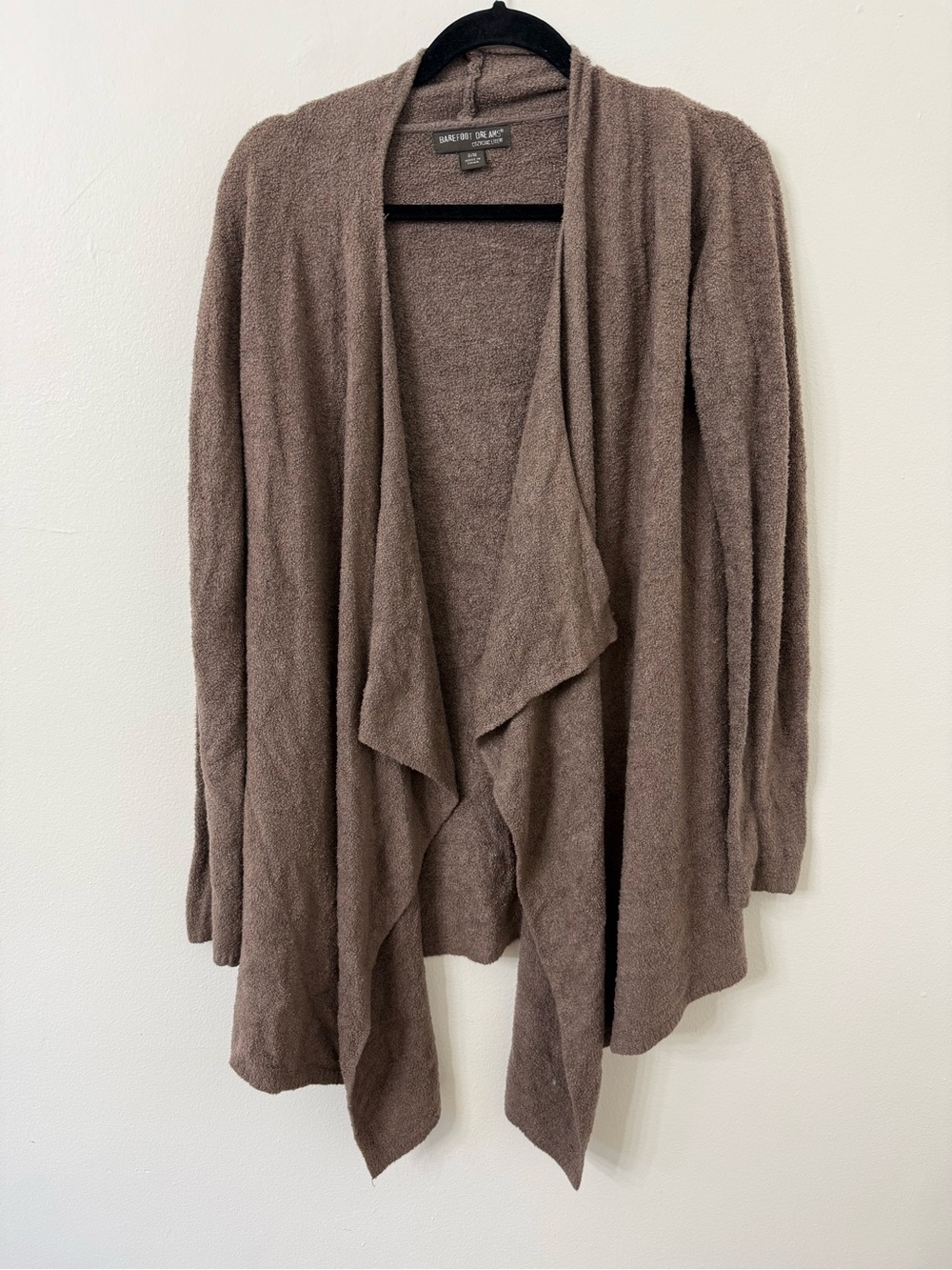 {S/M} Barefoot Dreams Taupe Open-Front Draped Cardigan